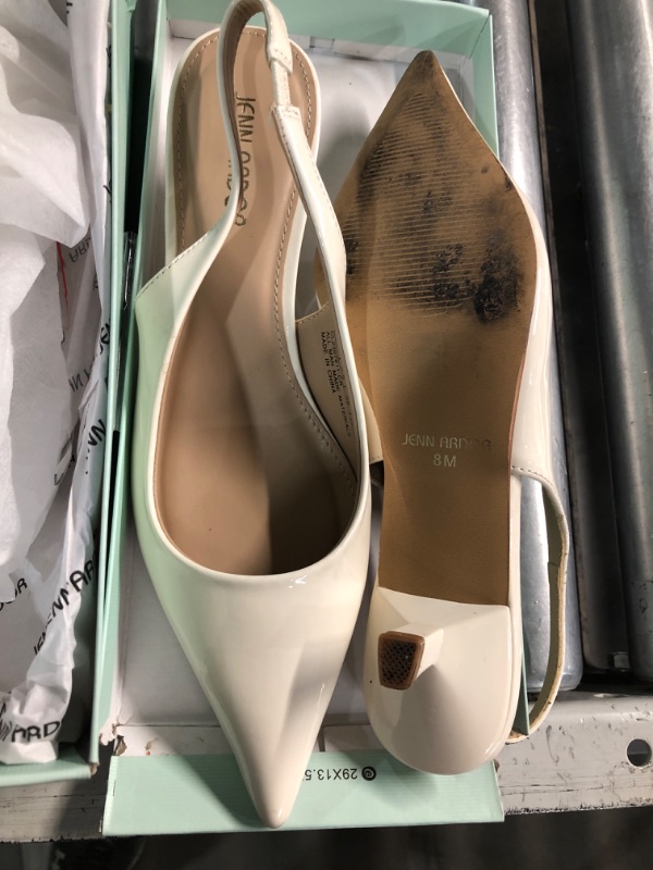 Photo 1 of ***(HEAVILY USED)***
JENN ARDOR White Kitten Heels Low Heeled Dressy Kitty Slingback Pumps for Women Going Out Short Sandals Fashion Casual Bridal Shoes Size 8