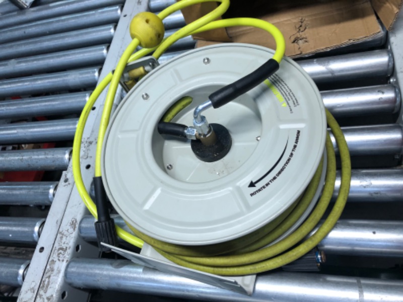 Photo 1 of ***HEAVILY USED AND DIRTY - DOESN'T RETRACT - SEE PICTURES***
M MINGLE Retractable Pressure Washer Hose Reel, 1/4" × 60ft Heavy Duty Professional Hose Reel, Auto Rewind Power Washer Hose Reel, Wall/Floor Mounted, 3600 PSI