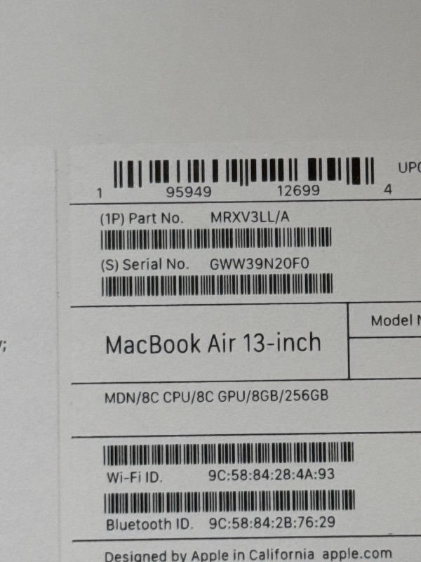 Photo 1 of ***FACTORY SEALED***
Apple 2024 MacBook Air 13-inch Laptop with M3 chip: Built for Apple Intelligence, 13.6-inch Liquid Retina Display, 8GB Unified Memory, 256GB SSD Storage, Backlit Keyboard, Touch ID; Midnight