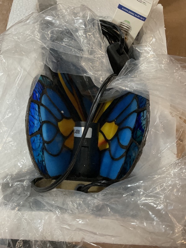 Photo 1 of *STOCK IMAGE FOR REFERENCE*
ZJART Small Tiffany Table lamp Stained Glass Butterfly Desk Lamp 7X5X9.8 Inch Accent Antique Light (Green Butterfly)
