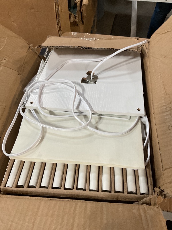 Photo 1 of (PARTS) (UNTESTED) SUNMORY Shelf Floor Lamp with 3-Way Dimmable LED Bulb, Modern Square Standing Lamp with Shelves and White Shade, Corner Display Bookshelf Lamp for Living Room and Bedroom(White)