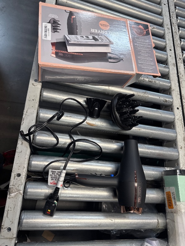 Photo 1 of ***Major damage*** Plug is broken ***
INFINITIPRO BY CONAIR Hair Dryer with Diffuser | AC Motor Pro Hair Dryer with Ceramic Technology | Includes Diffuser and Concentrator | Black | Packaging May Vary