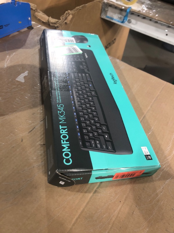 Photo 1 of Logitech MK345 Wireless Combo Full-Sized Keyboard with Palm Rest and Comfortable Right-Handed Mouse, 2.4 GHz Wireless USB Receiver, Compatible with PC, Laptop,Black