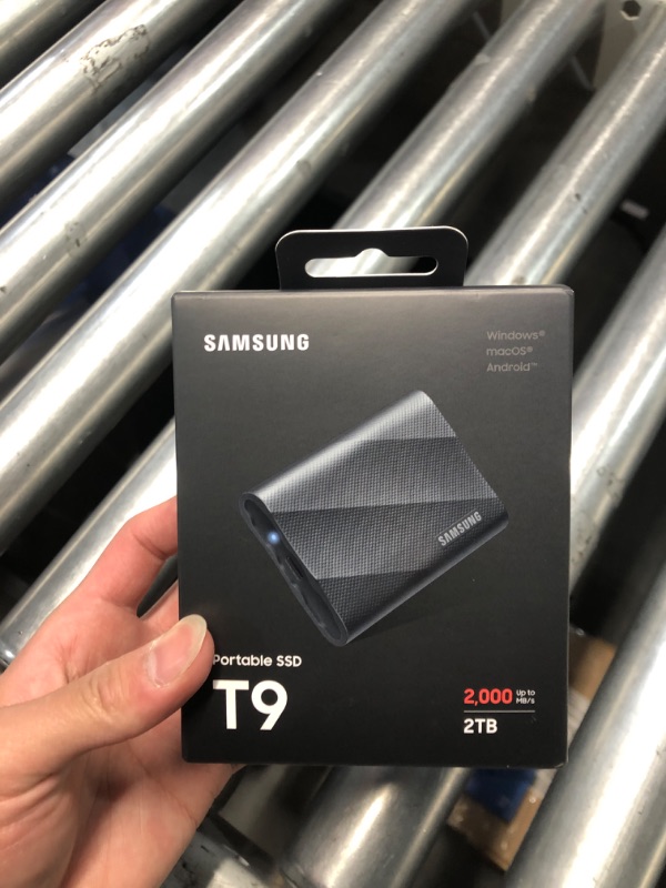 Photo 1 of SAMSUNG T9 Portable SSD 2TB, USB 3.2 Gen 2x2 External Solid State Drive, Seq. Read Speeds Up to 2,000MB/s for Gaming, Students and Professionals, MU-PG2T0B/AM, Black