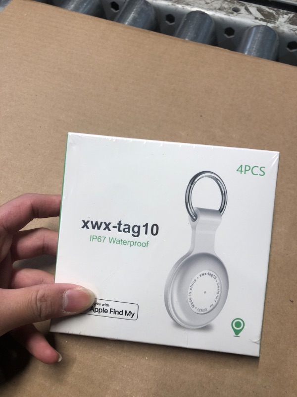 Photo 1 of 4 Pack,Key Finder,Bluetooth GPS Items Tracker with Holder & Keychains,IPX8 Waterproof Locator & Works with 'Apple Find My'(iOS only),Case Compatible with Airtag,Music Reminder for Kids,Pets,Keys-White