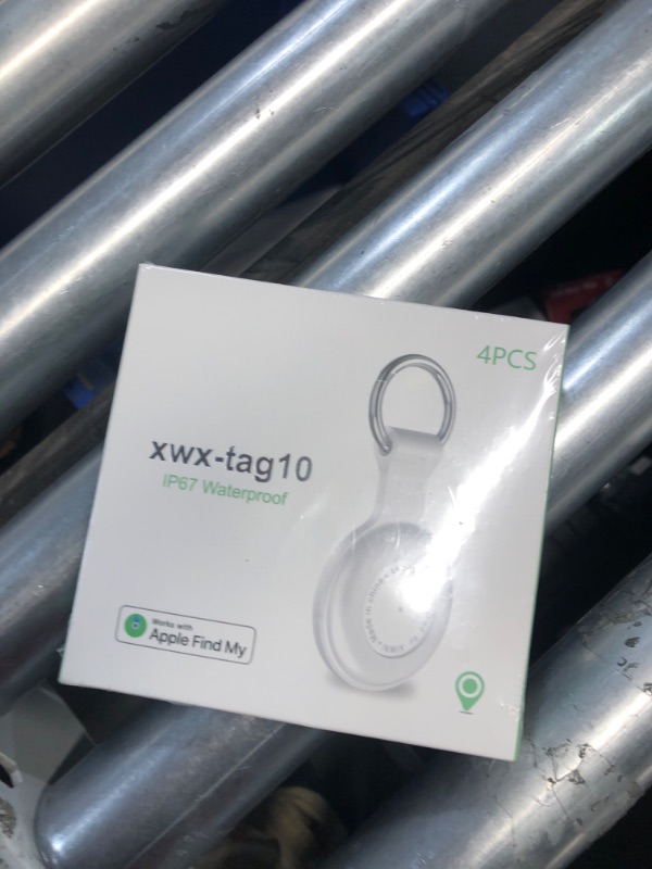 Photo 1 of 4 Pack,Key Finder,Bluetooth GPS Items Tracker with Holder & Keychains,IPX8 Waterproof Locator & Works with 'Apple Find My'(iOS only),Case Compatible with Airtag,Music Reminder for Kids,Pets,Keys-White