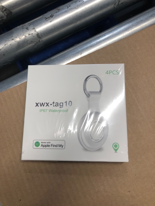 Photo 1 of 4 Pack,Key Finder,Bluetooth GPS Items Tracker with Holder & Keychains,IPX8 Waterproof Locator & Works with 'Apple Find My'(iOS only),Case Compatible with Airtag,Music Reminder for Kids,Pets,Keys-White