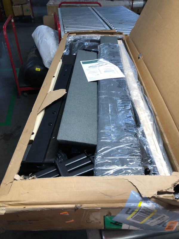 Photo 1 of ***FINAL SALE/MISSING PARTS/PARTS ONLY*** ZINUS Queen Piper Upholstered Platform Bed with Horizontal Paneled Headboard, Wooden Slat Support, No Box Spring Needed, Easy Assembly, Eco Friendly Packaging, Dark Grey