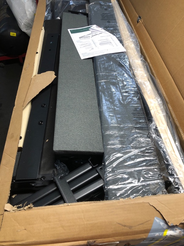 Photo 1 of ***FINAL SALE/MISSING PARTS/PARTS ONLY*** ZINUS Queen Piper Upholstered Platform Bed with Horizontal Paneled Headboard, Wooden Slat Support, No Box Spring Needed, Easy Assembly, Eco Friendly Packaging, Dark Grey