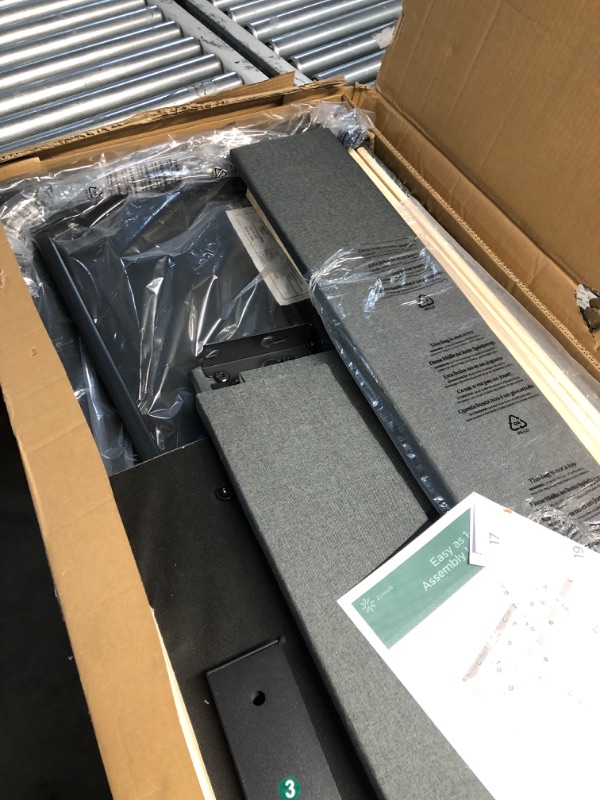 Photo 1 of ***FINAL SALE/MISSING PARTS/PARTS ONLY*** ZINUS Queen Piper Upholstered Platform Bed with Horizontal Paneled Headboard, Wooden Slat Support, No Box Spring Needed, Easy Assembly, Eco Friendly Packaging, Dark Grey