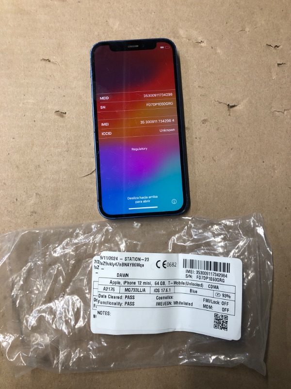 Photo 1 of **READ NOTES**
Apple iPhone 12 Mini, 64GB, Blue - Unlocked (Renewed)