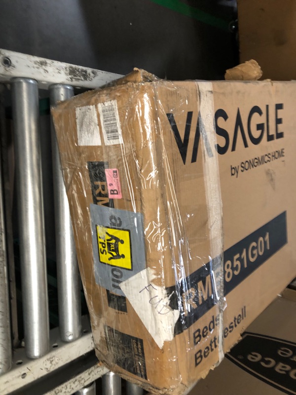 Photo 1 of ***FINAL SALE/MISSING PIECES/PARTS ONLY ITEM*** VASAGLE Queen Size Floating Bed Frame with LED Lights, Queen Bed Frame with Charging Station, Tufted Storage Headboard, Upholstered Platform Bed Frame, No Box Spring Needed, Light Gray URMB851G01