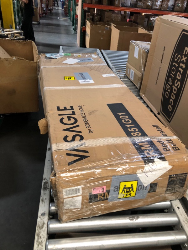 Photo 1 of ***FINAL SALE/MISSING PIECES/PARTS ONLY ITEM*** VASAGLE Queen Size Floating Bed Frame with LED Lights, Queen Bed Frame with Charging Station, Tufted Storage Headboard, Upholstered Platform Bed Frame, No Box Spring Needed, Light Gray URMB851G01
