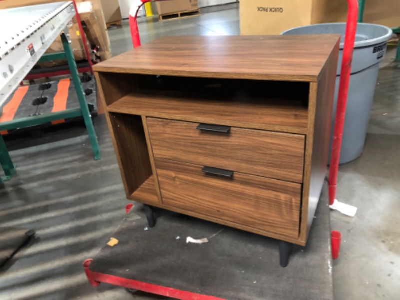 Photo 1 of ***DAMAGED - PREVIOUSLY ASSEMBLED - SEE COMMENTS***
Walker Edison Modern Wood Nightstand Side Table Bedroom Storage Drawer and Shelf Bedside End Table, 25 Inch, Dark Walnut