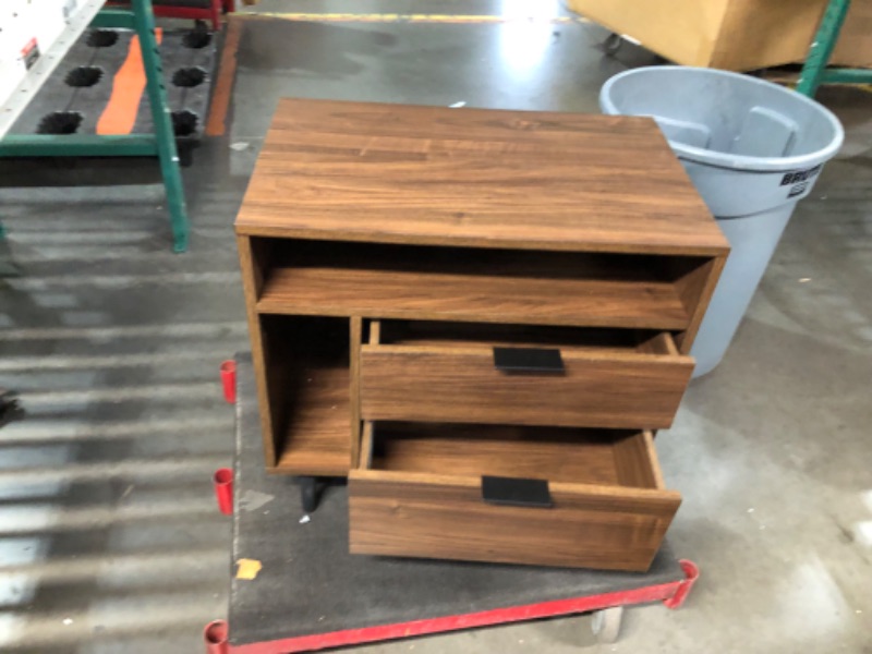 Photo 1 of ***DAMAGED - PREVIOUSLY ASSEMBLED - SEE COMMENTS***
Walker Edison Modern Wood Nightstand Side Table Bedroom Storage Drawer and Shelf Bedside End Table, 25 Inch, Dark Walnut