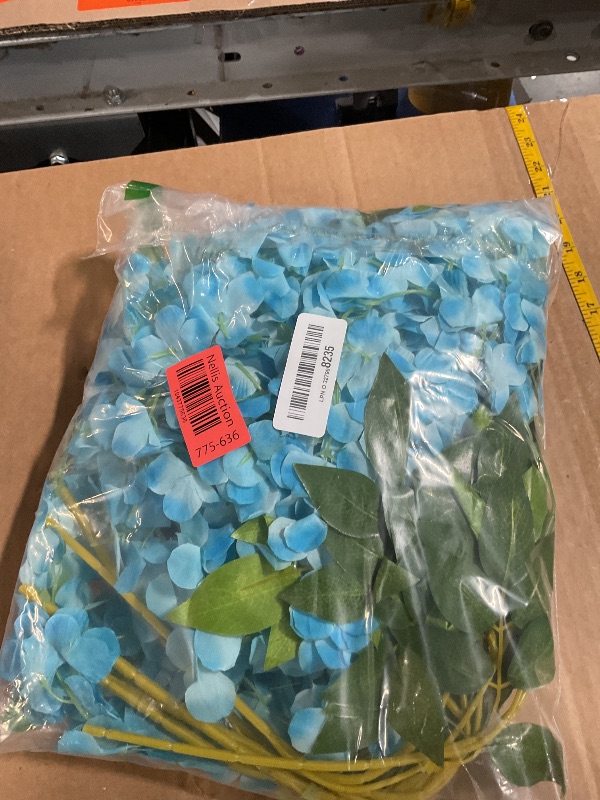 Photo 1 of (BLUE) DearHouse 6 Pack 3.75 Feet/Piece Artificial Fake Wisteria Vine Ratta Hanging Garland Silk Flowers String Home Party Wedding Decor (Blue)