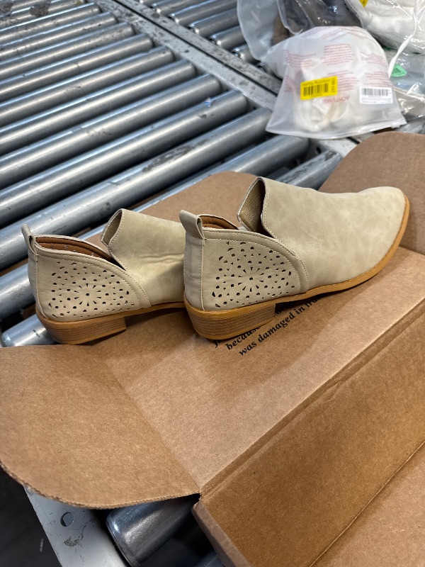 Photo 1 of *****(Beige, US 9.5)*****
JITUUE Ankle Boots for Women Casual Cut Out Slip On Low Heel Short Chunky Stacked Heel Perforated Side V Cut Western Booties Cutout Shoes (Beige, US 9.5)