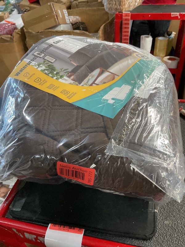 Photo 1 of (BAGGED) Ruaozz Waterproof Recliner Sofa Cover 1-Piece Couch Covers for Reclining Couches Reclining Sofa Cover Washable Furniture Protector with Elastic Straps Pocket for Kids, Pets (Chocolate, 3 Seater)