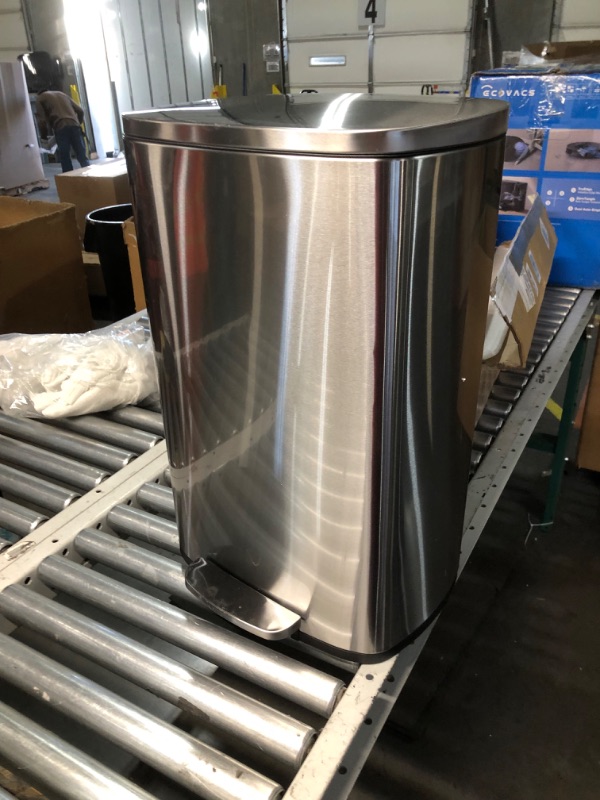Photo 1 of ***DAMAGED - DENTED AND SCRATCHED - SEE PICTURES***
BestOffice 13 Gallon (50L) Trash Can with Lid Garbage Can Commercial Trash Can with Soft-Close Foot Pedal Fingerprint Proof Stainless Steel Trash Can for Kitchen Home Office Bedroom Bathroom, 16.6" x 25.