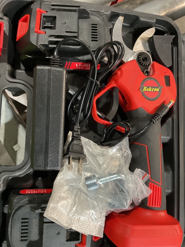 Photo 1 of (Used)(see all images)21V Electric Pruning Shears Cordless Tree Pruner Branch Cutter Gardening Scissors With 2 Pack Rechargeable Battery