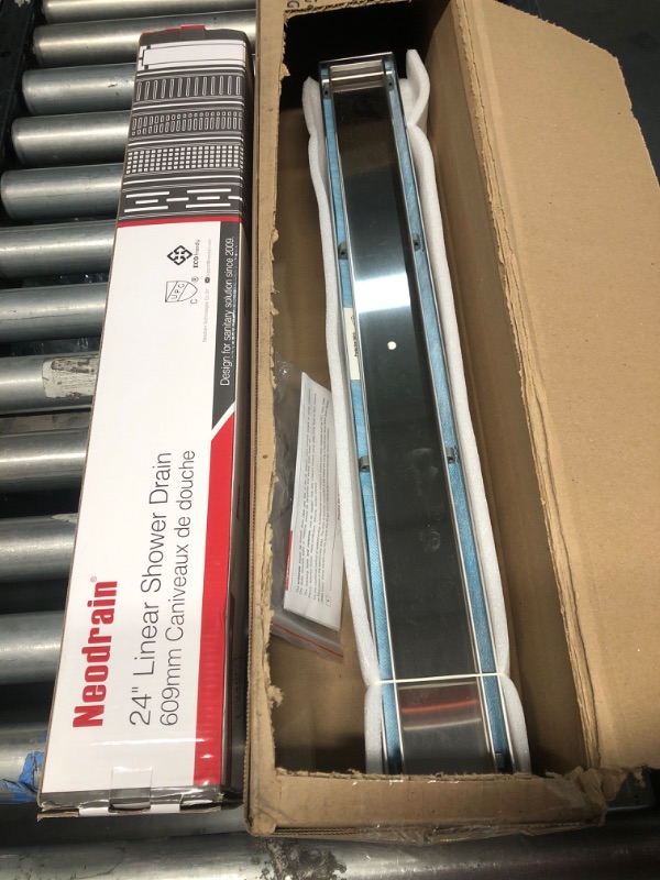 Photo 1 of (2 SETS) Neodrain 24-Inch Linear Shower Drain with Tile Insert Grate,Brushed 304 Stainless Steel Rectangle Shower Floor Drain, Linear Drain with Leveling Feet, Hair Strainer