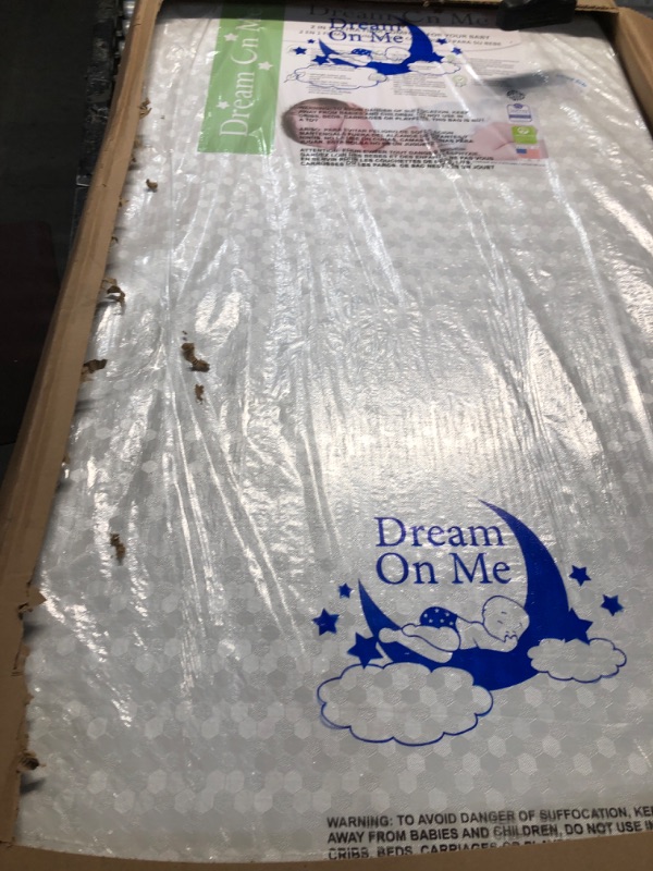 Photo 1 of (factory sealed)Dream On Me Honeycomb Orthopedic Firm Fiber Standard Baby Crib Mattress, Greenguard Gold and JPMA Certified, 5” Fiber Core Optimum Support, Fits Crib and Toddler Bed, Waterproof Vinyl Cover