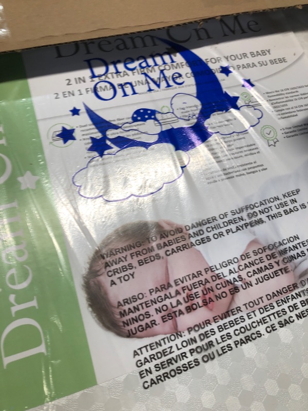 Photo 1 of (factory sealed)Dream On Me Honeycomb Orthopedic Firm Fiber Standard Baby Crib Mattress, Greenguard Gold and JPMA Certified, 5” Fiber Core Optimum Support, Fits Crib and Toddler Bed, Waterproof Vinyl Cover