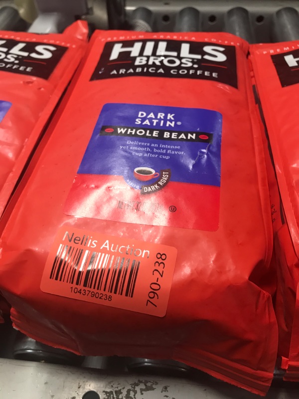 Photo 1 of ***NON REFUNDABLE*** EXP: 8/15/25 Hills Bros Dark Satin Whole Bean Coffee, Dark Roast - Arabica Coffee Beans – Full-Bodied Dark Blend Coffee with Bold Flavor, Intensity and a Smooth Finish (32 Oz. Bag)