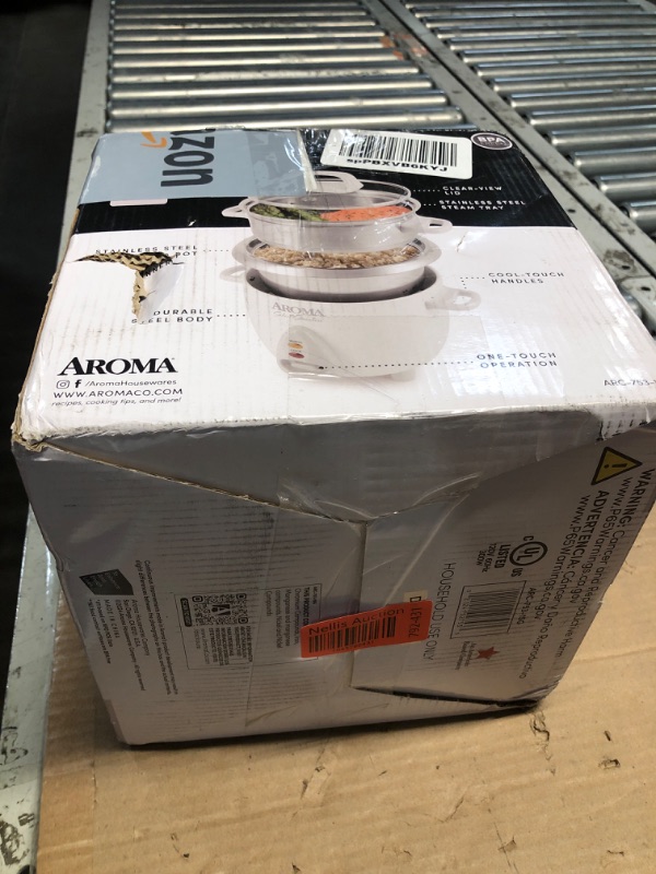Photo 1 of Aroma Housewares 6-Cup (Cooked yield ) / 1.2Qt. Select Stainless Pot-Style Rice Cooker, & Food Steamer, One-Touch Operation, White