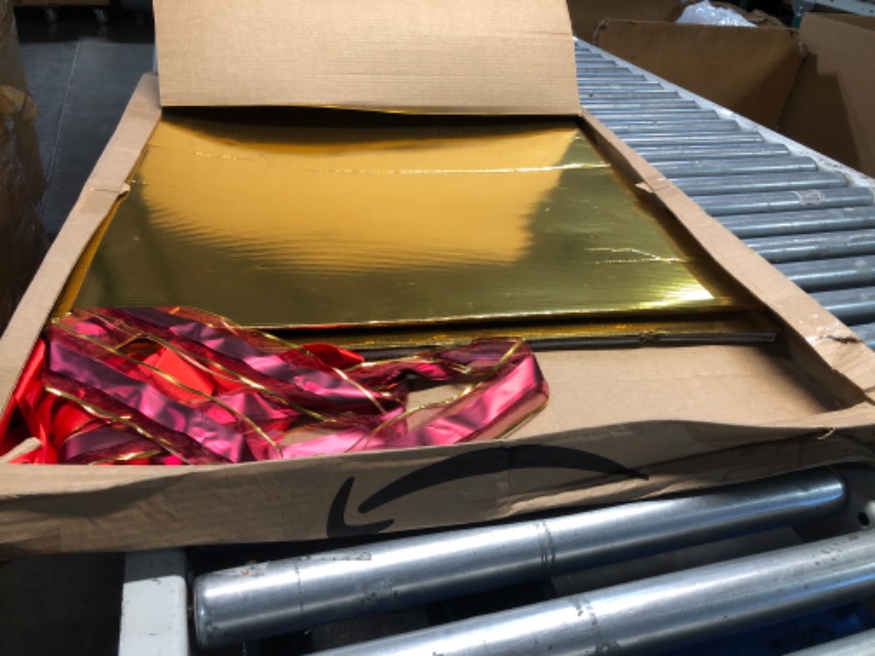 Photo 1 of Giant Gift Box 28x28x28in Jumbo Extra Large Gold Cardboard Decorative Box with Lid, Gold Gift Box for Birthday Surprise, Pregnancy Announcement, Gender Reveal, Other Celebrations