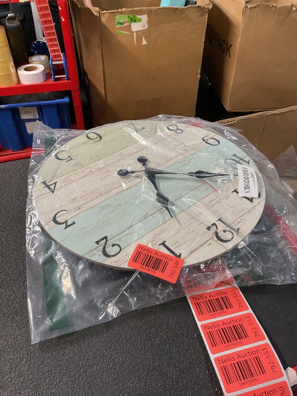 Photo 1 of ***(NO RETURNS OR REFUNDS/ FOR PARTS ONLY/ MAJOR DAMAGE)***
14 Inch Wooden Decorative Round Wall Clock Rustic Country Tuscan Style Wooden Home Decor Round Wall Clock for Living Room Home Pool Patio