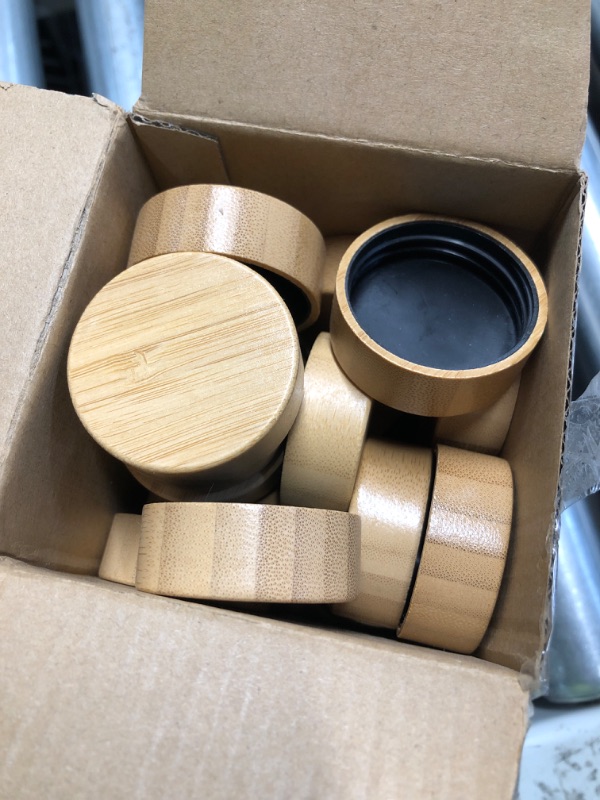 Photo 1 of (lids only) FillTouch 40 Pieces Bamboo Spice Jars Lids, 4 oz and 8oz Spice Jars Bamboo Lids for Square Airtight Fit Wooden for Kitchen Finishing Decoration
