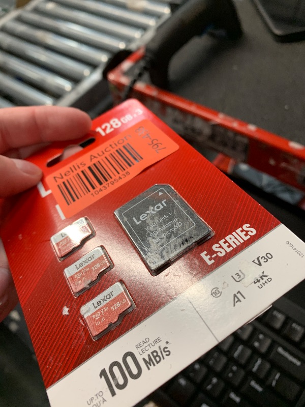 Photo 1 of ***FACTORY SEALED*** Lexar E-Series 128GB Micro SD Card 3 Pack, microSDXC UHS-I Flash Memory Card with Adapter, 100MB/s, C10, U3, A1, V30, Full HD, 4K UHD, High Speed TF Card