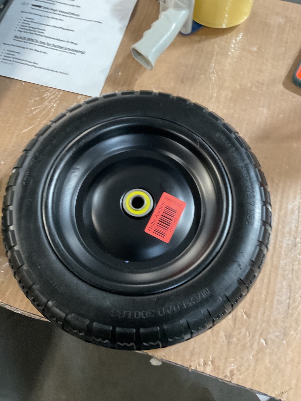 Photo 1 of 4.00-6 Tires 13" Flat Free Wheels Replacement Solid Rubber Wheelbarrow Heavy Duty Tires with 8 Spacers 4 Pins, 5/8" Axle Bore Hole for Garden Cart, Hand Truck, Lawn Cart, Mower, Trolley, 2P