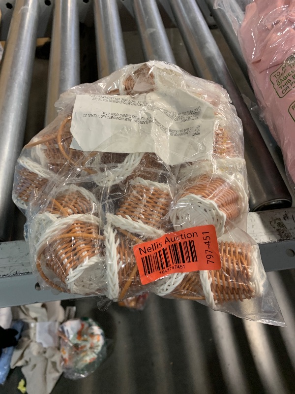 Photo 1 of 24 Pack Mini Woven Baskets with Handles - Bulk Miniature Baskets for School Projects, Mini Wicker Baskets for Easter Themed Party Favors, Tiny Baskets for Crafts, Picnic - 2x3 inch