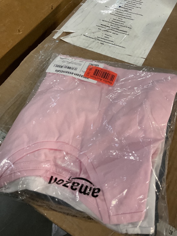 Photo 1 of Amazon Essentials Girls' Short-Sleeve T-Shirts, Pack of 3, White/Black/Pink, Large (10)