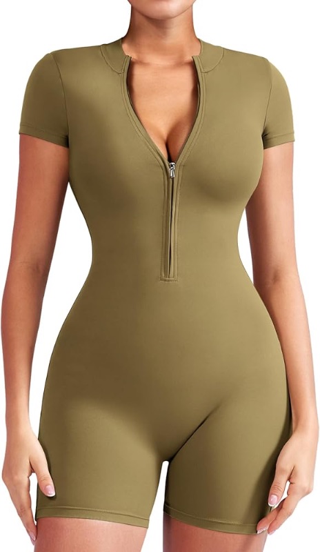 Photo 1 of *STOCK IMAGE FOR REFERENCE*
YEOREO Women Short Sleeve Workout Jumpsuit Zip Up Romper Bottom Shorts Bodysuit Bodycon Sexy One Piece
S