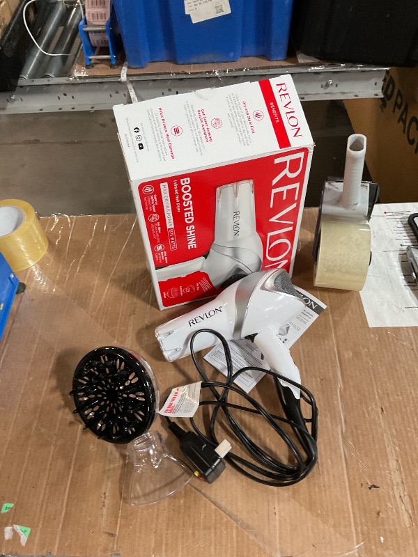 Photo 1 of REVLON Infrared Hair Dryer with Diffuser - Ionic Blow Dryer, Diffuser, and Concentrator, Infrared Heat Technology to Prevent Over-Drying for Shiny, Soft Hair with Natural Moisture (White)