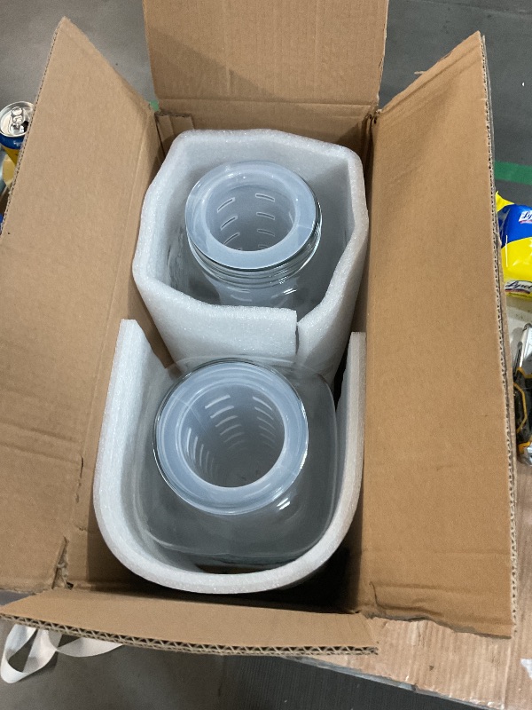 Photo 1 of *USED Glass is cracked on one*1 Gallon Glass Drink Dispensers For Parties 2PACK.Beverage Dispenser,Glass Drink Dispenser With Stand And Stainless Steel Spigot 100% Leakproof.Lemonade Dispenser With Ice Cylinder.Laundry Detergent