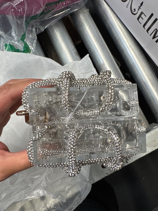 Photo 1 of **Major damage ***Large cracks **
uxcell Evening Bags, Acrylic Clutch Purse Marbling Bag Wedding Prom Party, Silver