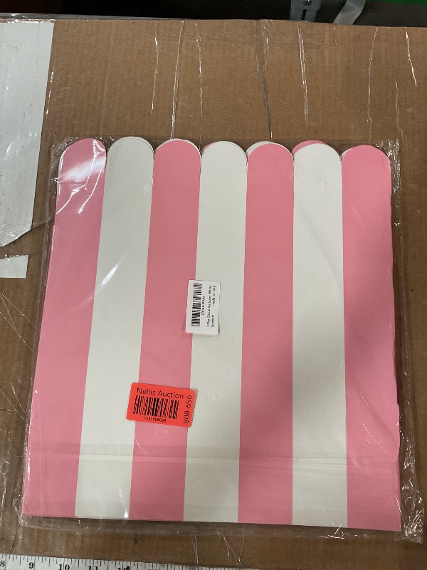 Photo 1 of 4 Pcs Circus Awning Decorations 3D Striped Awnings Decorations Carnival Tent Mardi Gras Awning for Circus Theme Party Decorations Carnival Party Favors (Pink and White)