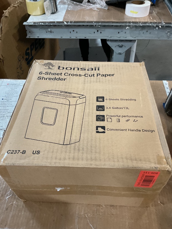 Photo 1 of ***(NO RETURNS OR REFUNDS/ FOR PARTS ONLY/ NON FUNCTIONAL)***
Bonsaii Paper Shredder for Home Use, 3.4 Gal Wastebasket, 6 Sheet Crosscut Paper Credit Cards, Staples, and Clips Shredder for Home Office Use, Portable Handle Design (C237-B New Version)