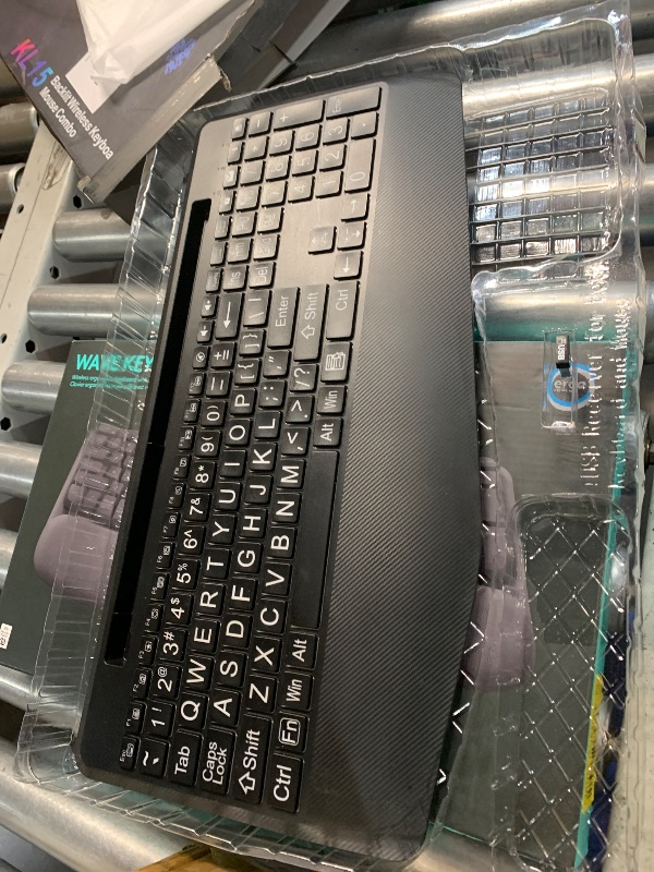 Photo 1 of ***(MISSING THE MEMORY STICK)***
SABLUTE Ergonomic Wireless Keyboard and Mouse Combo - Wave Keyboard with Soft Leather Wrist Rest, Resistant Keys, RGB Backlit Rechargeable Set for PC/Mac/Chromebook (Black)