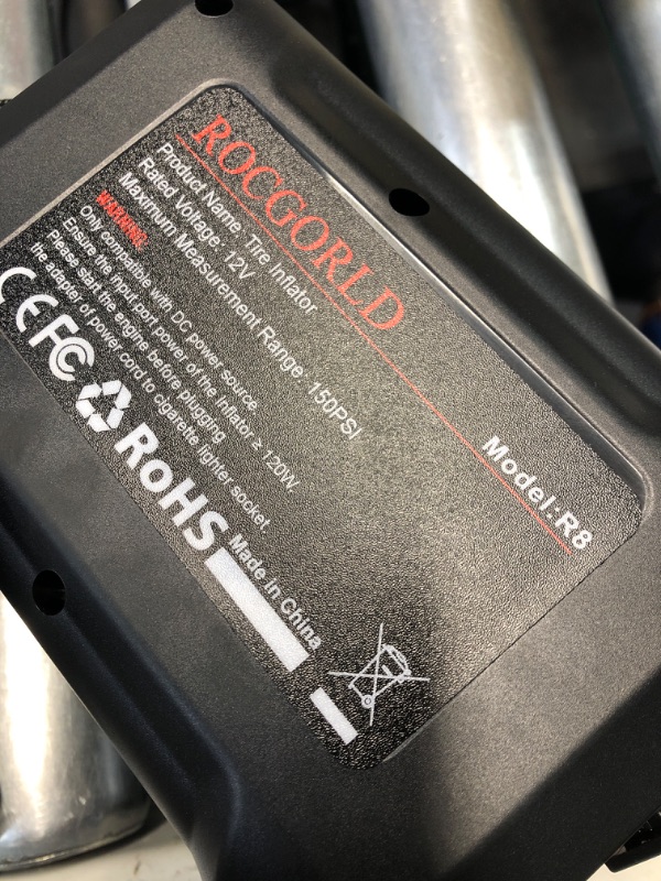 Photo 1 of (used)(damaged)(see images) ROCGORLD R8 Tire Inflator Portable Air Compressor, DC 12V Air Compressor Portable with Large Dual Digital Screen