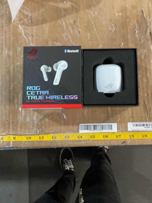 Photo 1 of ASUS ROG Cetra True Wireless Gaming Headphones (Low-Latency Bluetooth Earbuds, Active Noise Cancelation, 27-Hour Battery Life, IPX4 Water Resistance, Wireless Charging)- White