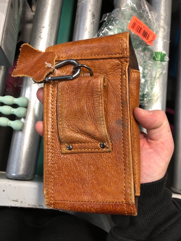 Photo 1 of (DAMAGED) (FAIR) Hengwin Genuine Leather Phone Holster Fits for iPhone 16 Pro Max 15 Plus 14 Pro Max Samsung Galaxy 