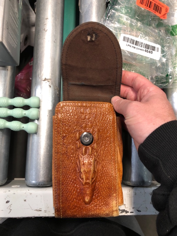 Photo 1 of (DAMAGED) (FAIR) Hengwin Genuine Leather Phone Holster Fits for iPhone 16 Pro Max 15 Plus 14 Pro Max Samsung Galaxy 