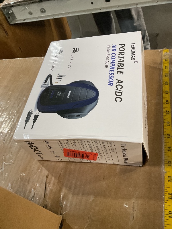 Photo 1 of **TURNS ON, UNABLE TO TEST FURTHER** TEROMAS Tire Inflator Portable Air Compressor, Air Pump DC/AC for Car Tires 12V DC and Other Inflatables at Home 110V AC, Digital Electric Tire Pump with Pressure Gauge(Blue)
