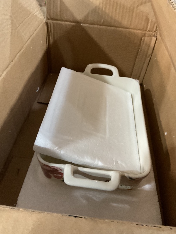 Photo 1 of ****MISSING LARGE PAN ONLY MEDIUM PAN*******Bico Peony Heaven Stoneware Baking Dish Set, Set of 2, Large & Medium Rectangular Baking Pan Set, Lasagna Pan, Casserole Dish, Microwave, Dishwasher and Oven Safe