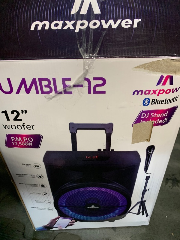 Photo 1 of **MISSING CHARGER AND REMOTE**
Pyle Portable Bluetooth PA Speaker System - 800W Outdoor Bluetooth Speaker Portable PA System w/ Microphone In, Party Lights, MP3/USB, FM Radio, Rolling Wheels - Mic, Remote - Pyle PPHP122SM,Black